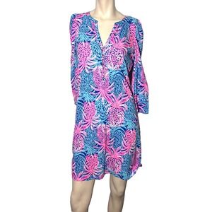 Lilly Pulitzer Marlie Dress S Borealis Blue‎ Tropic Down Low Island Vacation New